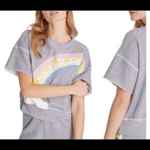 WILDFOX NO BAD DAYS SHORT SLEEVE HEATHER GRAY SMALL SWEATSHIRT